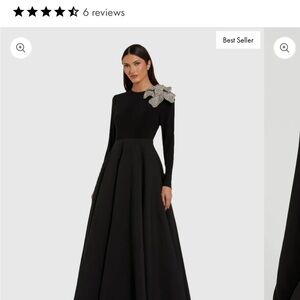 Mac Duggal Black Gown with Silver crystal flower Accent